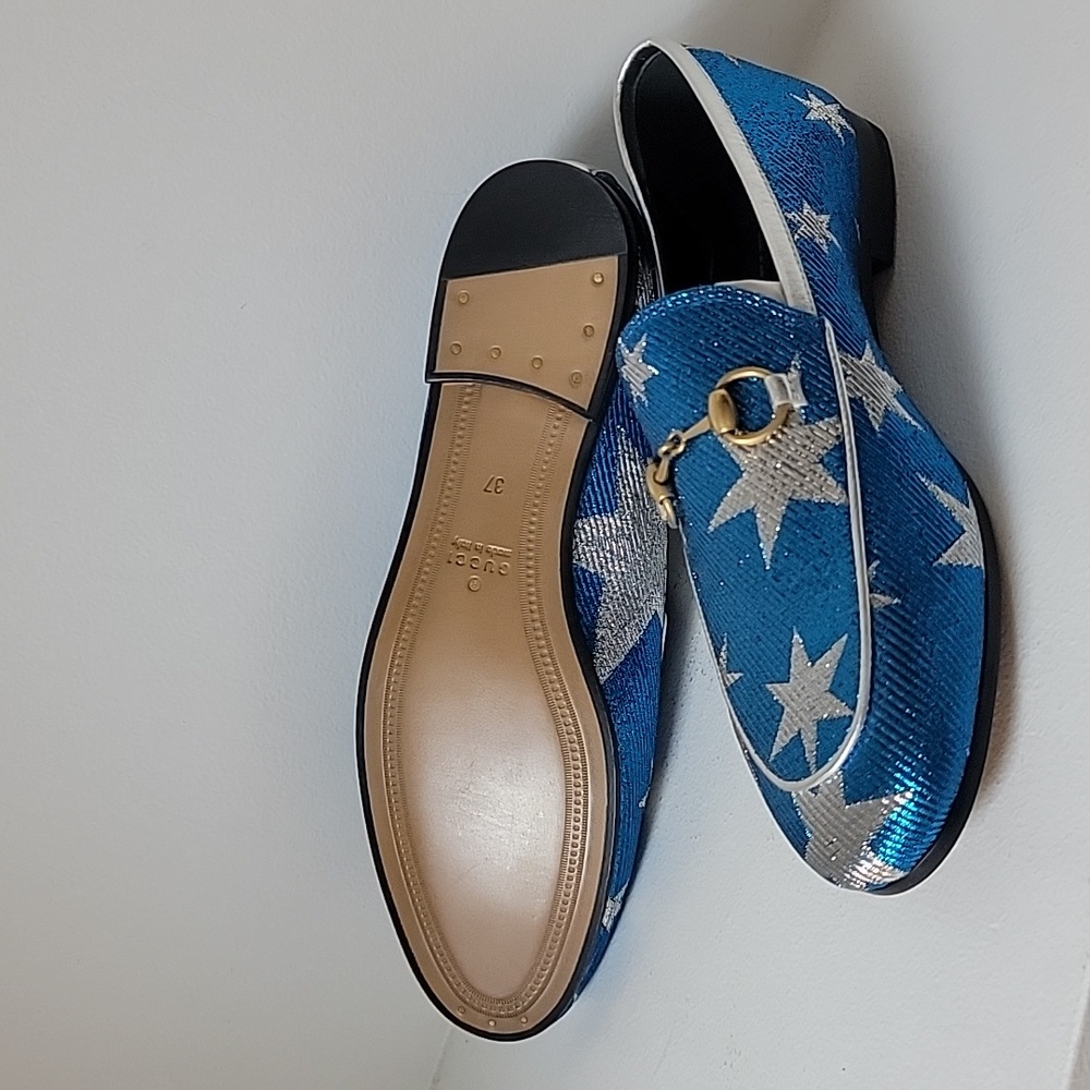 Gucci Jordaan Lurex Women's Loafers Size 7 - Picture 2 of 7